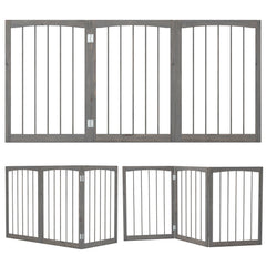 30 Inch Tall Wooden Pet Fence for Cats Small and Medium Dogs-Gray