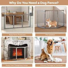 30 Inch Tall Wooden Pet Fence for Cats Small and Medium Dogs-Gray