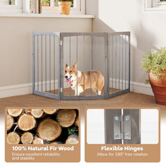 30 Inch Tall Wooden Pet Fence for Cats Small and Medium Dogs-Gray