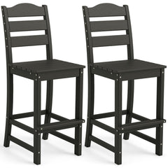 30 Inches Counter Height HDPE Bar Stool with Backrest and Footrest-Black