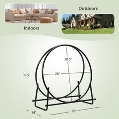 30-Inch Tubular Steel Log Hoop Firewood Storage Rack