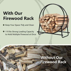 30-Inch Tubular Steel Log Hoop Firewood Storage Rack