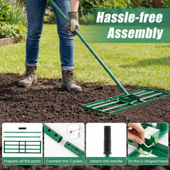 30 x 10 Inch Heavy Duty Lawn Level Tool with 69 Inch Handle-Green