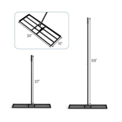 30 x 10 Inch Lawn Leveling Rake with Ergonomic Handle-Black