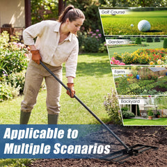 30 x 10 Inch Lawn Leveling Rake with Ergonomic Handle-Black