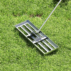30 x 10 Inch Lawn Leveling Rake with Ergonomic Handle-Silver