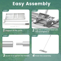 30 x 10 Inch Lawn Leveling Rake with Ergonomic Handle-Silver