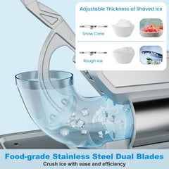 300W Commercial Ice Crusher with Dual Blades and Safety Switch-Gray