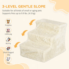 4-Step Dog Ramp for Sofa, Bed, and Couch, with Removable Cover, Light Grey