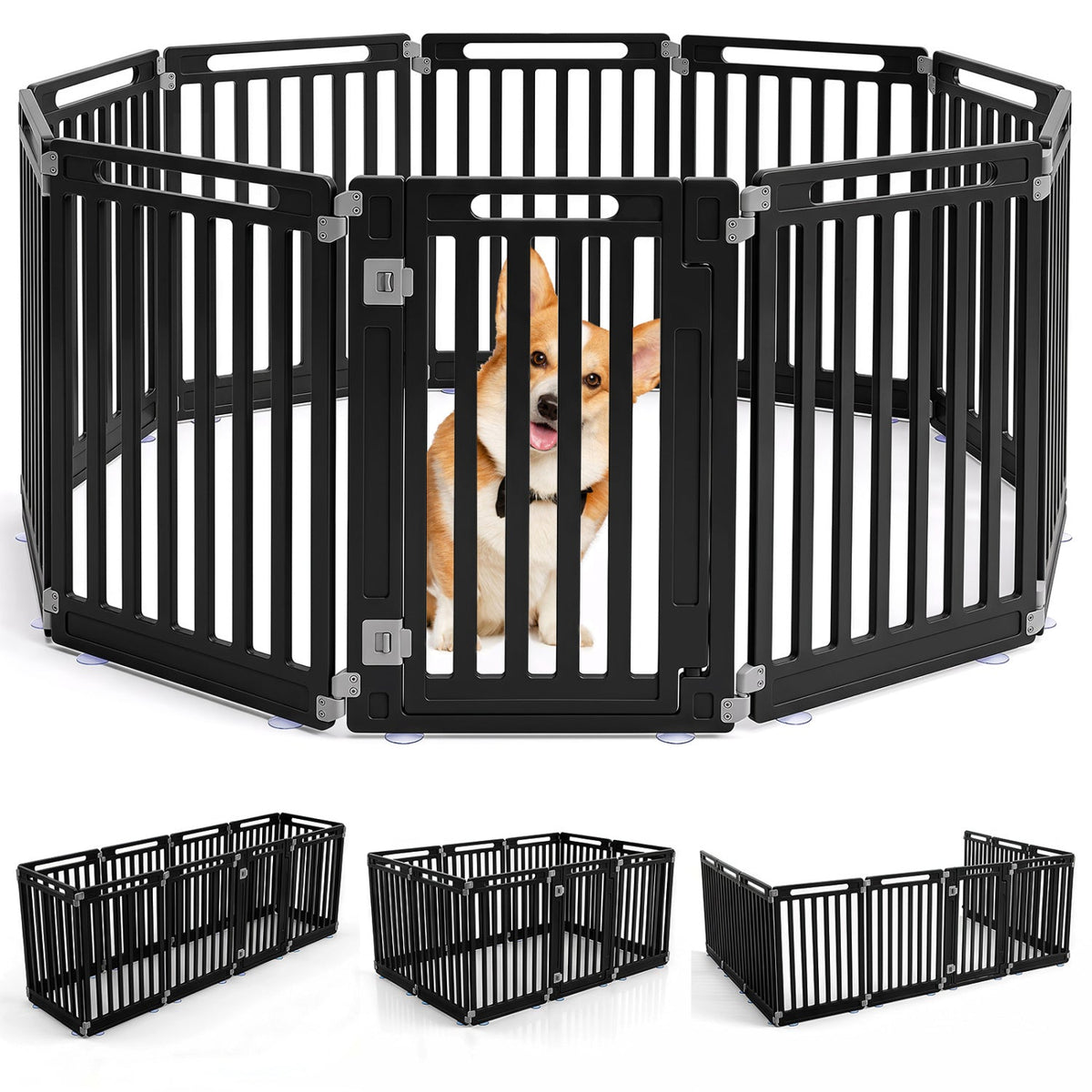 31.5 inches Height Indoor Outdoor Dog Playpen with 10 Panels-Black