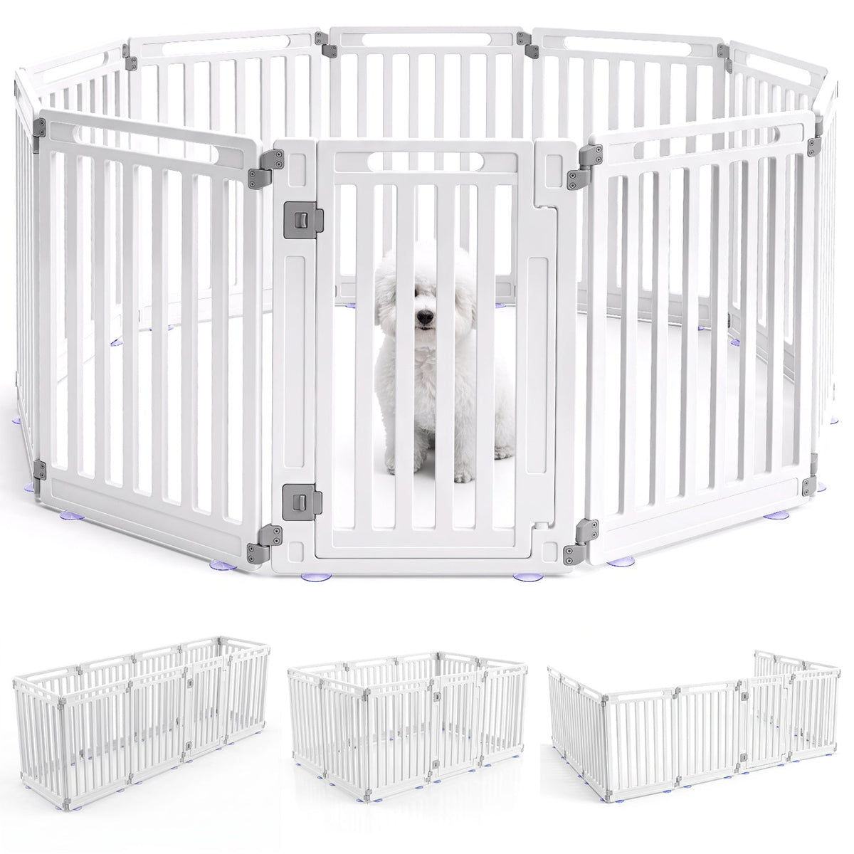 31.5 inches Height Indoor Outdoor Dog Playpen with 10 Panels-White