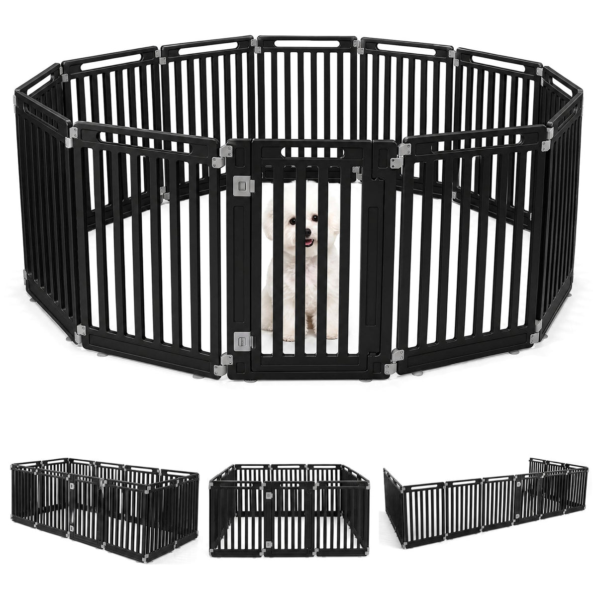31.5 inches Height Indoor Outdoor Dog Playpen with 12 Panels-Black