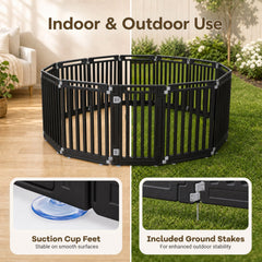 31.5 inches Height Indoor Outdoor Dog Playpen with 12 Panels-Black