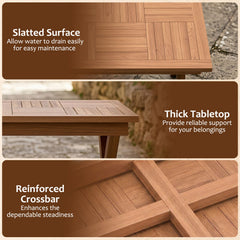31.5 inches Outdoor Teak Wood Coffee Table with Slatted Tabletop for Patio