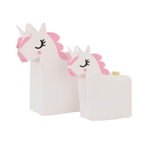 Little Love by NoJo White Felt Unicorn Shaped 2Piece Nursery Storage Caddy Set, White, Pink