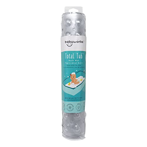 Baby Works - Shower, Tub, Bath Mat, Non Slip, Extra Large, Strong Suction Cups - 40"x16"