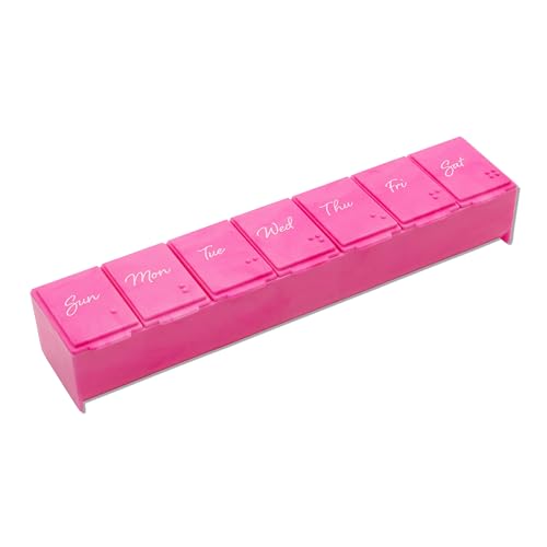 EZY DOSE Weekly (7-Day) Pill Case, Medicine Planner, Vitamin Organizer Box, Convenient and Easy to Use, Large Compartments, Pink, Travel-Friendly, Made in The USA