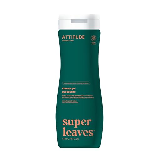 ATTITUDE Body Wash, Made in Canada, EWG Verified Shower Gel, Dermatologically Tested, Plant and Mineral-Based, Vegan Personal Care Products, Red Vine Leaves, 473 mL