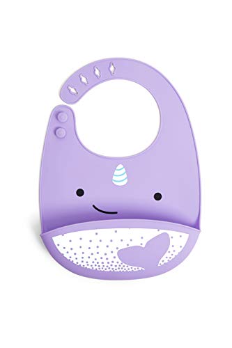 Skip Hop Silicone Baby Bib, Zoo Fold & Go, Narwhal