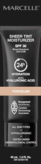 Marcelle Sheer Tint Moisturizer SPF 30, Porcelain, with Hyaluronic Acid and Aloe, Hypoallergenic, Non-Comedogenic, Fragrance-Free, Paraben-Free, Oil-Free, 40 mL