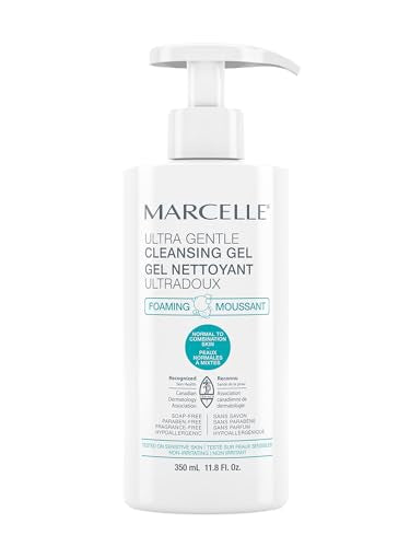 Marcelle Ultra-Gentle Cleansing Gel, Foaming, Normal To Combination Skin, Facial Cleanser, Hypoallergenic, Soap-Free, Paraben-Free, Fragrance-Free, Tested On Sensitive Skin, Cruelty-Free, 350 mL