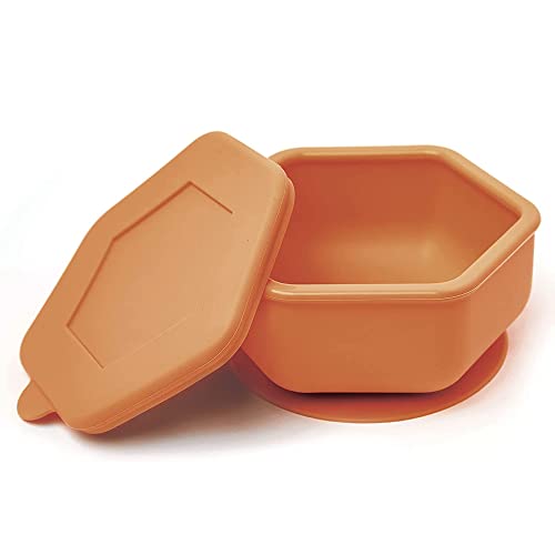 Tiny Twinkle Silicone Suction Bowl with Lid for Baby and Toddler - 100% Silicone - BPA Free - Microwave Safe - Strong Suction Bowls For Baby, Snack Containers For Toddlers (Cinnamon, 13 oz.)