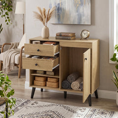 31 inches Sideboard Cabinet with 2 Open Compartments and 2 Drawers-Natrual