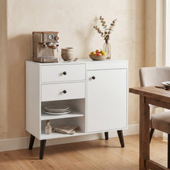31 inches Sideboard Cabinet with 2 Open Compartments and 2 Drawers-White