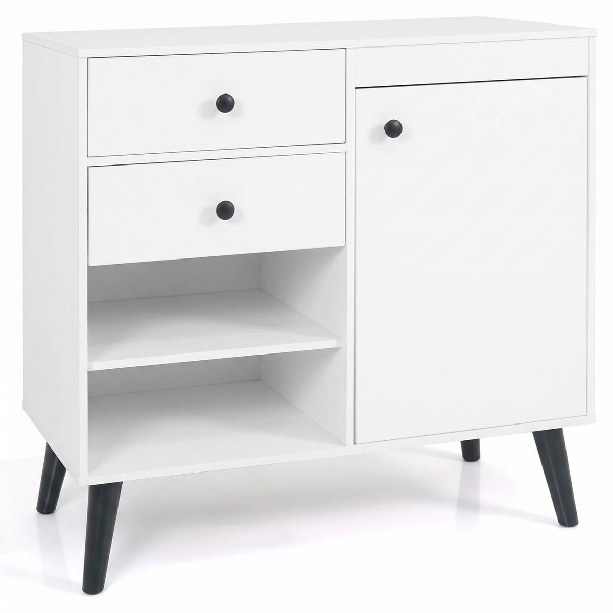 31 inches Sideboard Cabinet with 2 Open Compartments and 2 Drawers-White