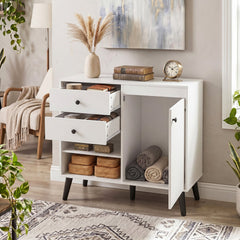 31 inches Sideboard Cabinet with 2 Open Compartments and 2 Drawers-White