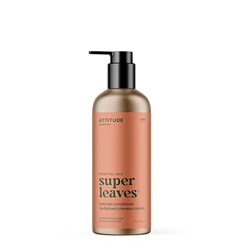 ATTITUDE Conditioner with Essential Oils, Made in Canada, Plant and Mineral-Based Ingredients, Vegan Beauty Products, Aluminum Bottle, Colorlast, Patchouli and Black Pepper, 473 mL