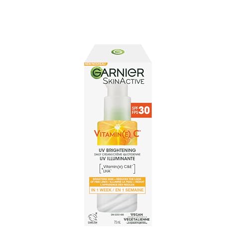 Garnier Face Sunscreen SkinActive Vitamin C UV Brightening Daily Cream SPF 30, Brightening & Protection, Lightweight Moisturizer, UV Defense with Vitamin C, 75ml