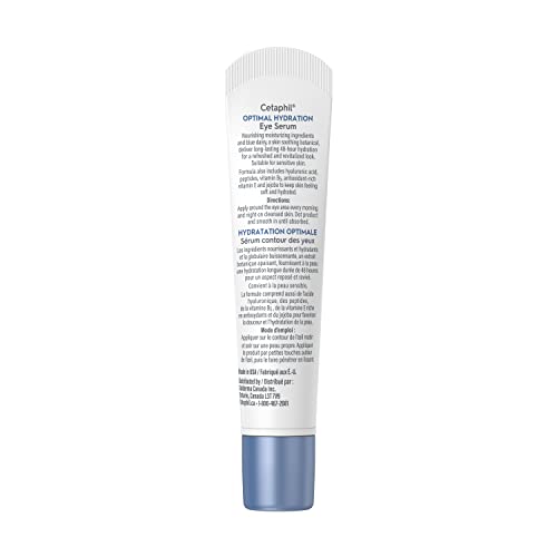 Cetaphil Optimal Hydration Eye Serum For Wrinkles, Dark Circles & Puffiness, Dry, Dehydrated and Sensitive Skin, 48Hr Hydration with Hyaluronic Acid, Vitamin E & B5, Dermatologist Recommended, 14g