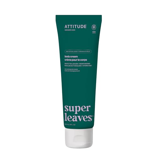 ATTITUDE Body Cream, Made in Canada, EWG Verified Moisturizer, Vegan Moisturizing Products For Dry Skin, Dermatologically Tested, White Tea Leaves, 240 mL