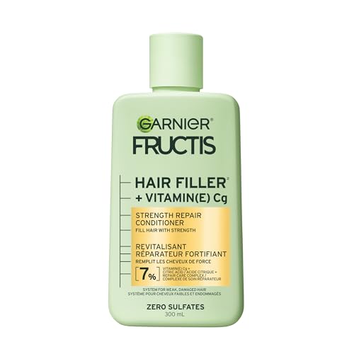 Garnier Fructis Hair Filler + Vitamin C Strength Repair Sulfate-Free Conditioner, for Weak Damaged Hair, up to 4X Less Breakage & 79% More Strength, 300ml