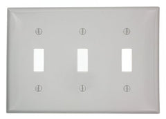 Leviton 80711-GY 3-Gang Toggle Device Switch Wallplate, Gray