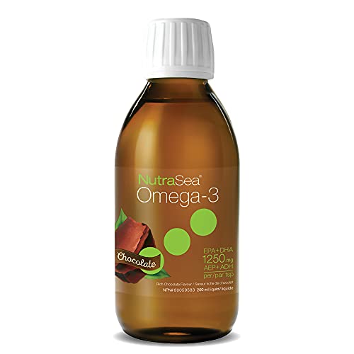 Nature's Way NutraSea Omega 3 Fish Oil Liquid Supplement for Adults and Kids Ages 1+ – Chocolate Flavour – Brain & Heart Health – EPA & DHA, 200 mL