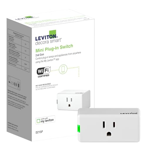 Leviton Decora Smart Plug, Wi-Fi 2nd Gen, D215P-2RW, White