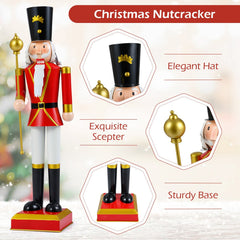 32.5 Inch Christmas Nutcracker with High Hat and Beautiful Scepter-Black & Red