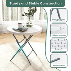 32 Inch Round Folding Table with Thick Tabletop for Picnic