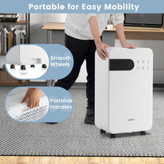 32 Pint Dehumidifier for 2000 Sq Ft, 9 Pints DOE, 33 dB Sleep Mode, 0.6 Gallon Tank, White