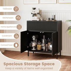 32 inches Wide Buffet Cabinet with 2 Doors and 1 Drawer for Kitchen-Black