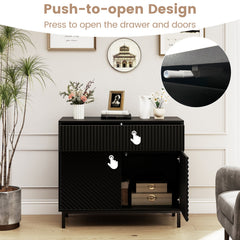 32 inches Wide Buffet Cabinet with 2 Doors and 1 Drawer for Kitchen-Black