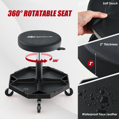 330 LBS Capacity Pneumatic Rolling Mechanic Stool with Padded Seat-Black