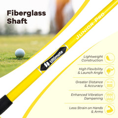 34 Inch 165CC Junior #3 Fairway Wood Golf Club with Fiberglass Shaft for Kids Ages 8-10-Yellow