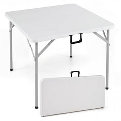 34 Inch Square Foldable Card Table with Carrying Handle-White