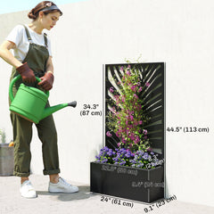 Metal Garden Bed with Trellis for Climbing Plants, Freestanding or Wall Mounted Flower Bed for Garden, Patio, Balcony