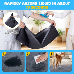 35.5 inches x 24 inches Charcoal Dog Pee Pads 6-Layer for Dogs-Black