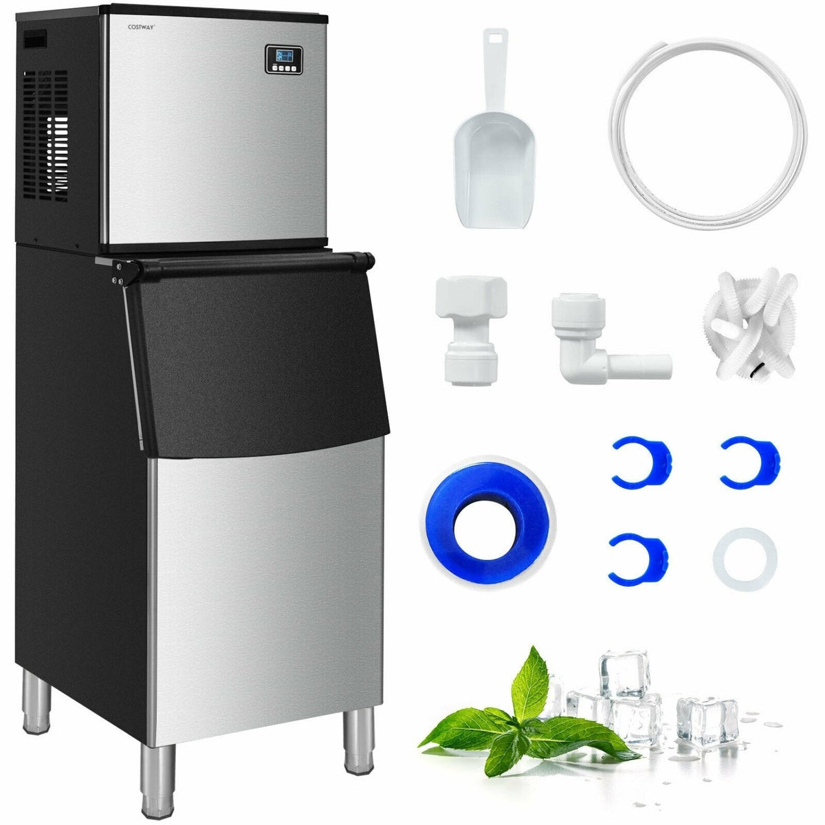353LBS/24H Split Commercial Ice Maker with 198 LBS Storage Bin