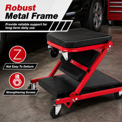 36 inches 3-in-1 Folding Mechanic Creeper Under Car Roller Creeper-Red